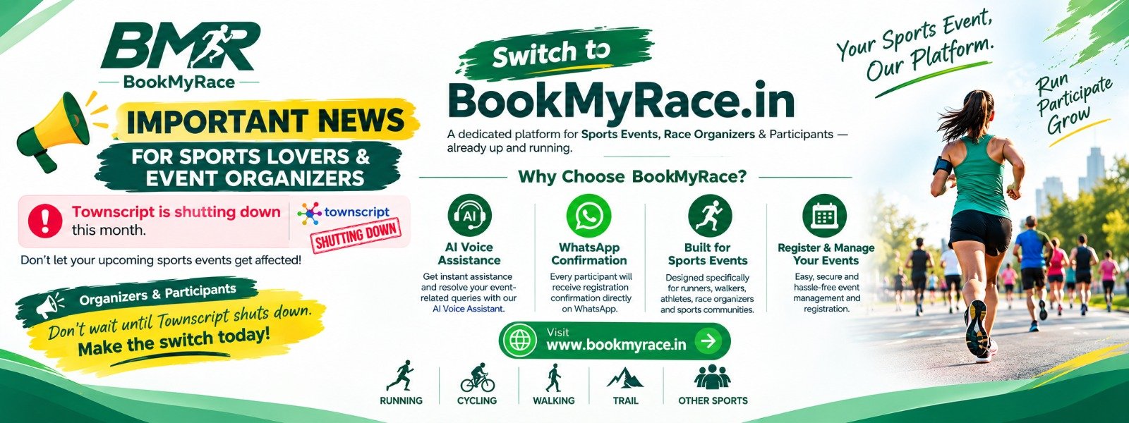 Switch to BookMyRace for sports event registration
